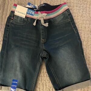 Vigoss Denim Shorts with Striped Waistband